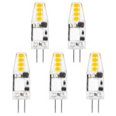 Bonlux 12V G4 LED Light Bulb - 1.5W LED G4 Bi-Pin Base Ceiling Recessed Puck Light, 15W T3 Halogen Track Bulb Replacement  (5-Pack)