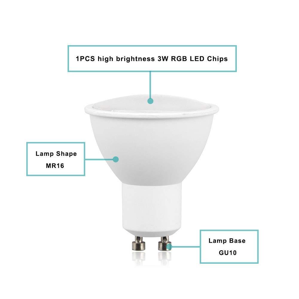 Bonlux 3W GU10 LED RGBW Dimmable Spotlight - 12 Color Changing Light Bulb with Remote Control, Memory & Timer Function ,Mood Ambiance Ligh (2-Pack)