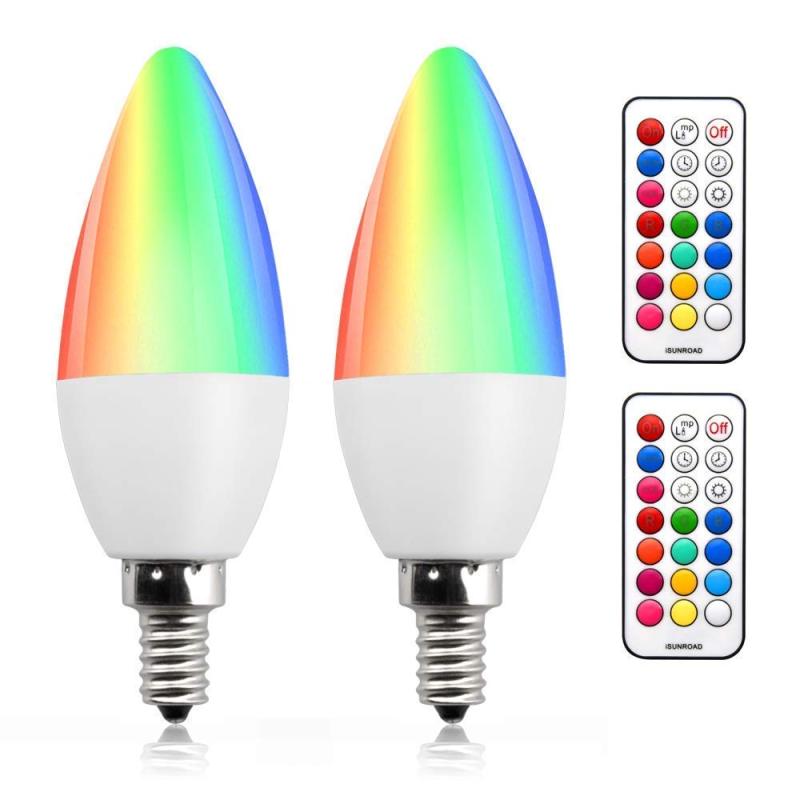 Bonlux Colour Changing RGB E14 Dimmable LED Candle Bulb 3W, 12 Color, Memory &amp; Timing Function, RGB Coloured SES LED Light Bulbs