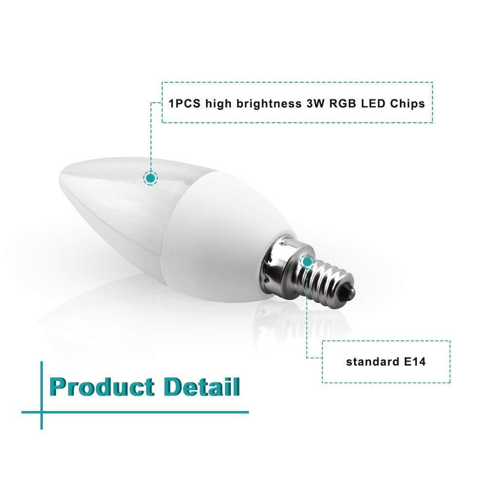 Bonlux Colour Changing RGB E14 Dimmable LED Candle Bulb 3W, 12 Color, Memory & Timing Function, RGB Coloured SES LED Light Bulbs