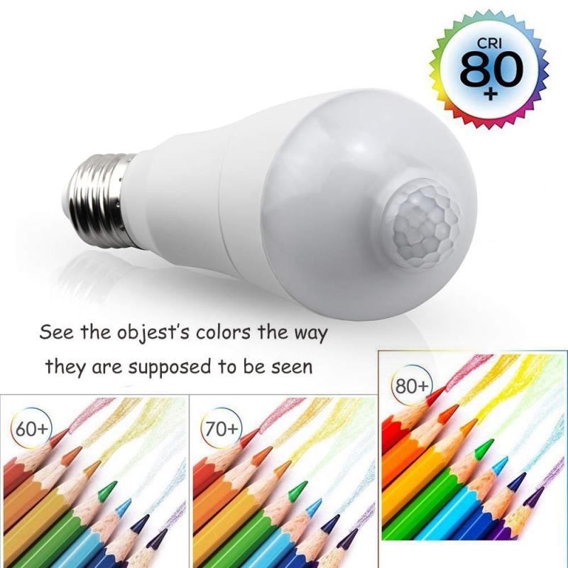 Aluxcia E26/E27 Motion Sensor LED Light Bulb 5W E26 PIR Motion Activated Lamp Adjustable Sensing Angle LED Night Light , 2-Pack