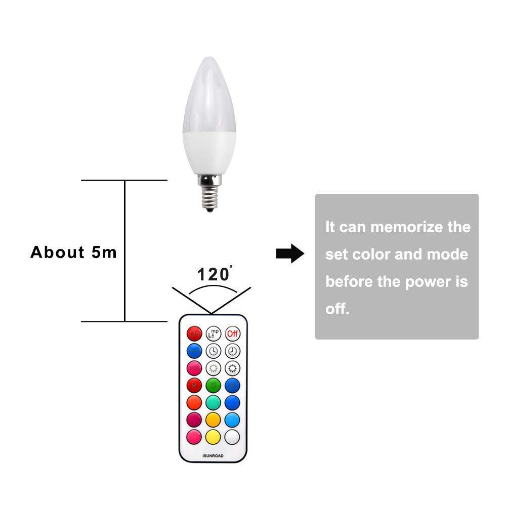 Bonlux Colour Changing RGB E14 Dimmable LED Candle Bulb 3W, 12 Color, Memory & Timing Function, RGB Coloured SES LED Light Bulbs