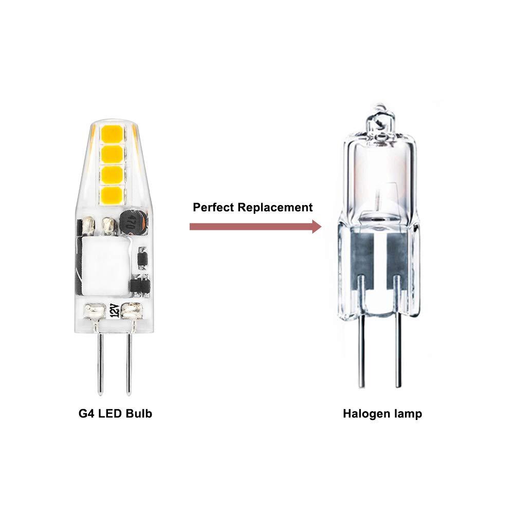 Bonlux 12V G4 LED Light Bulb - 1.5W LED G4 Bi-Pin Base Ceiling Recessed Puck Light, 15W T3 Halogen Track Bulb Replacement  (5-Pack)