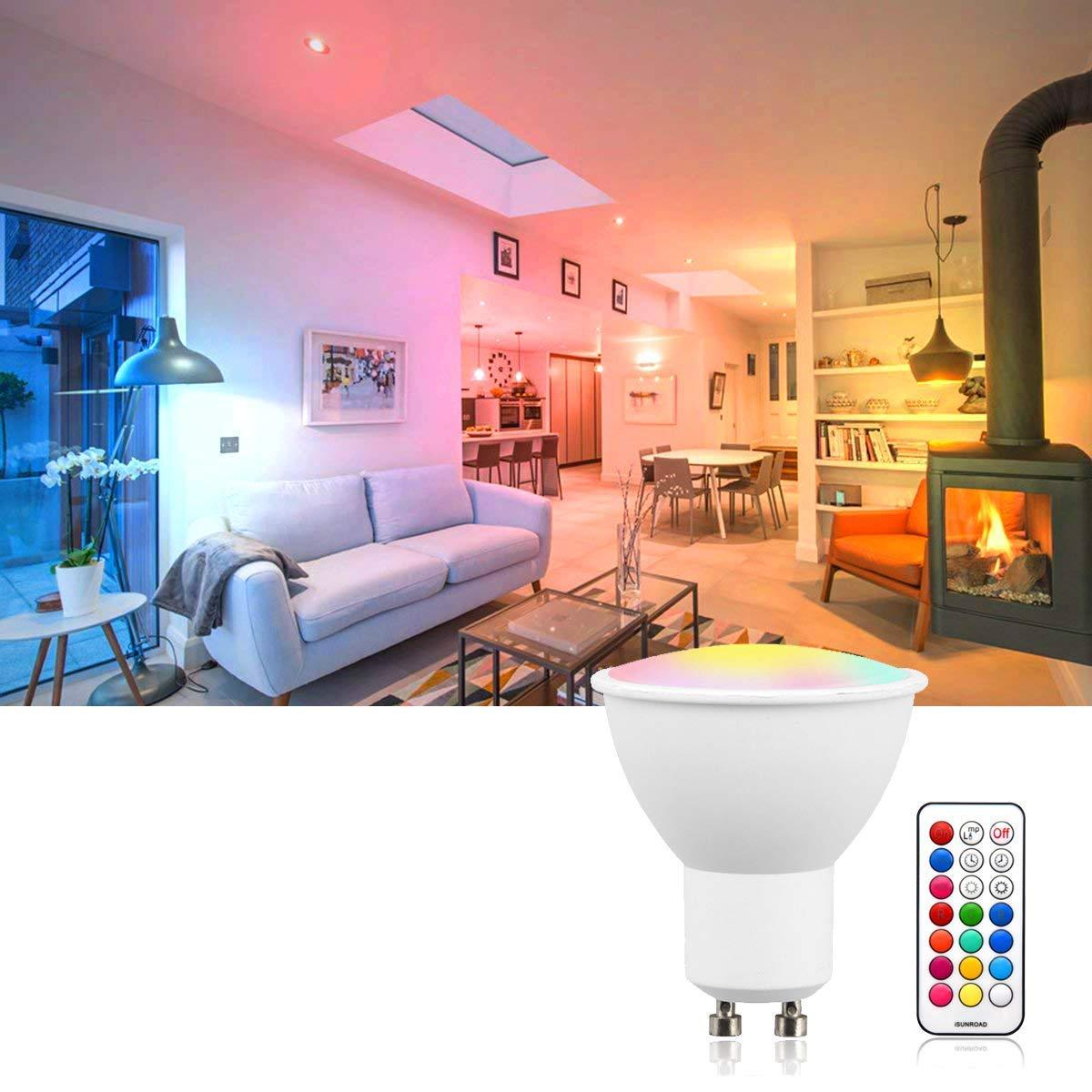 Bonlux 3W GU10 LED RGBW Dimmable Spotlight - 12 Color Changing Light Bulb with Remote Control, Memory & Timer Function ,Mood Ambiance Ligh (2-Pack)