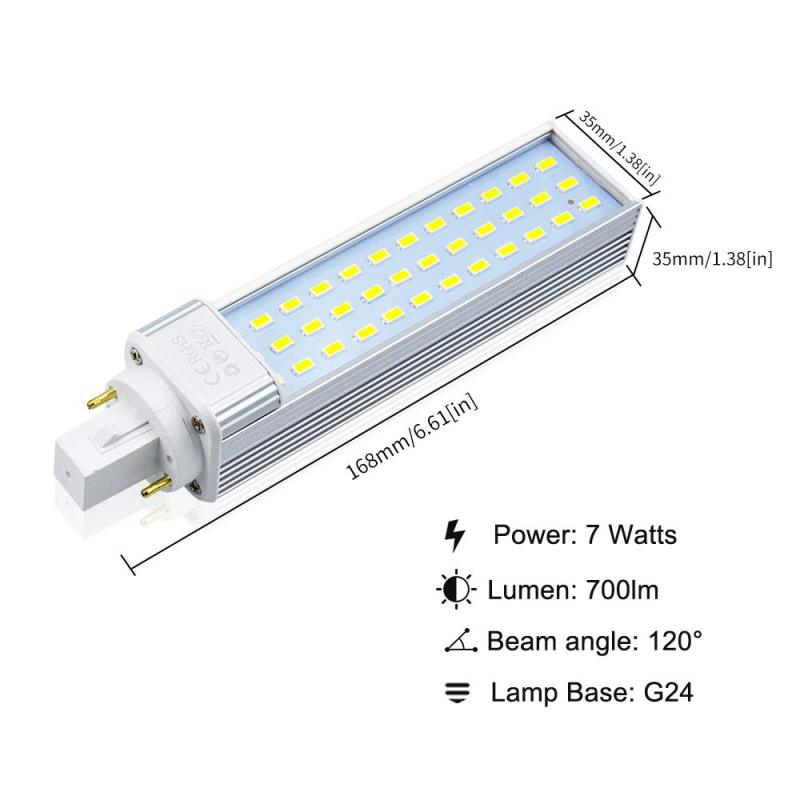 For USA 100% Free G24 LED Bulb 13W LED G24 PL Lamp 2 Pin Horizontal Recessed Lights Warm White