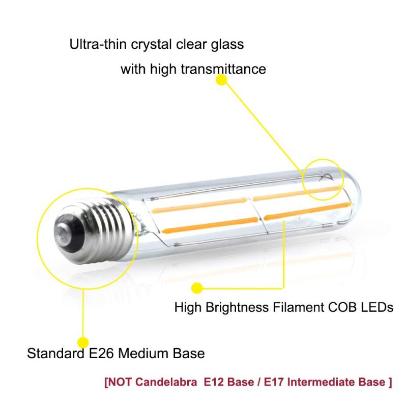 For USA 100% Free 8W Dimmable T10 LED Filament Light Bulbs Warm White