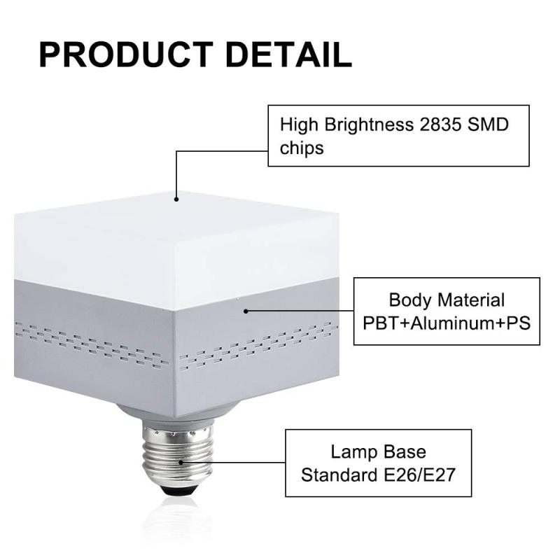 For USA 100% Free 13W LED E26 Square Lighting with Rotatable Base Daylight 6000K