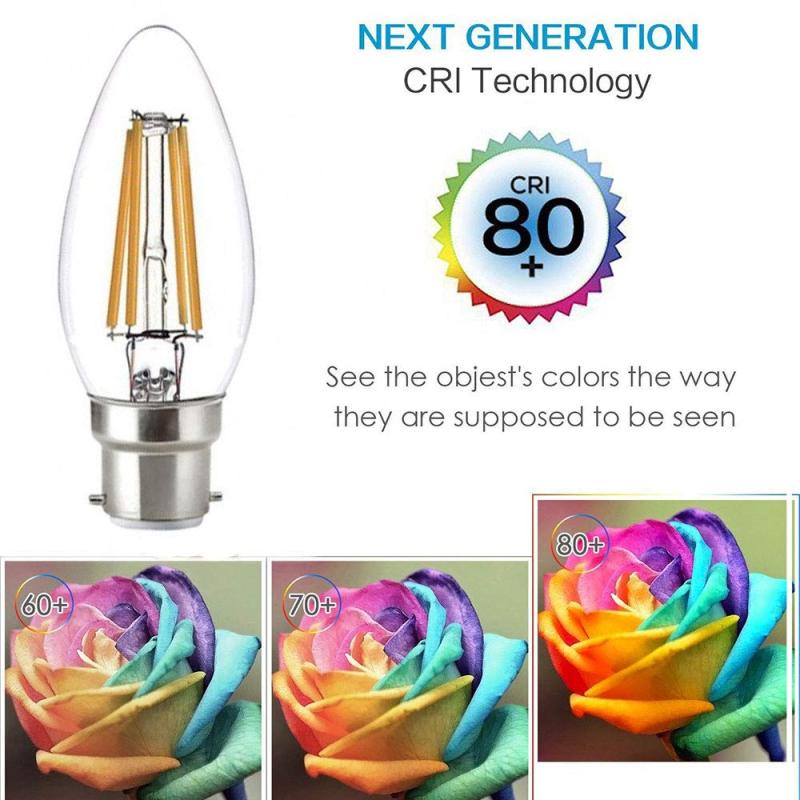 For UK 100% Free 4W C35 B22 LED Candle Filament Bulb Dimmable Small Bayonet Cap Candle Light Bulbs Equivalent 35-40W Incandescent Bulb