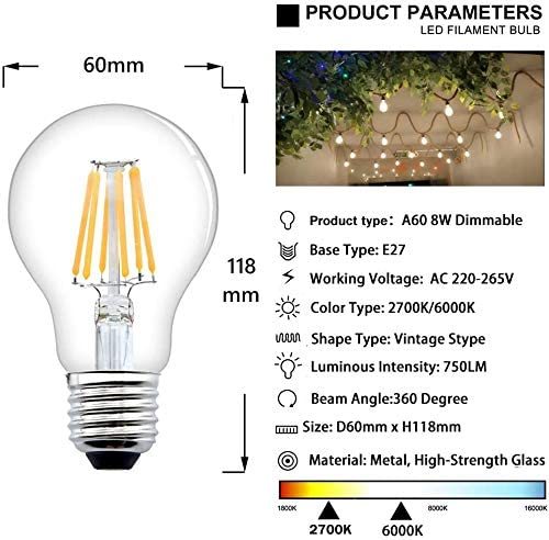 For UK 100% Free 4-Pack 8W A60 Bayonet E27 Dimmable LED Light Bulb Warm White 2700K 70W halogen Equivalent 750lm