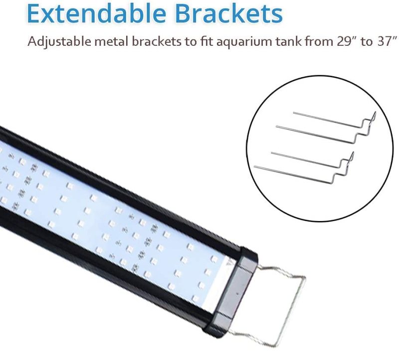 RGB LED Aquarium Light - Color Changing LED Fish Tank Hood Light with Extendable Brackets, Dimmable RGB LED Light