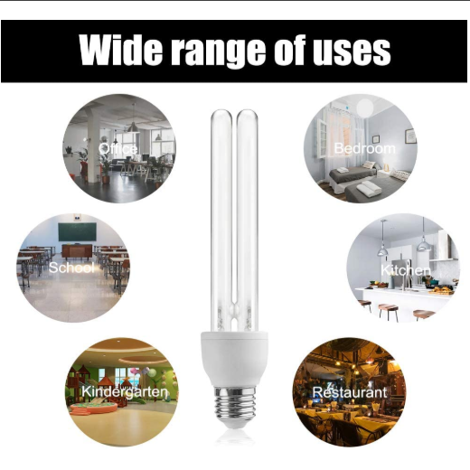 25W E27 UVC Germicidal Bulb with Ozone for Places less than 40㎡, Professional LED Ultraviolet Sterilization Domestic Germicidal Disinfection