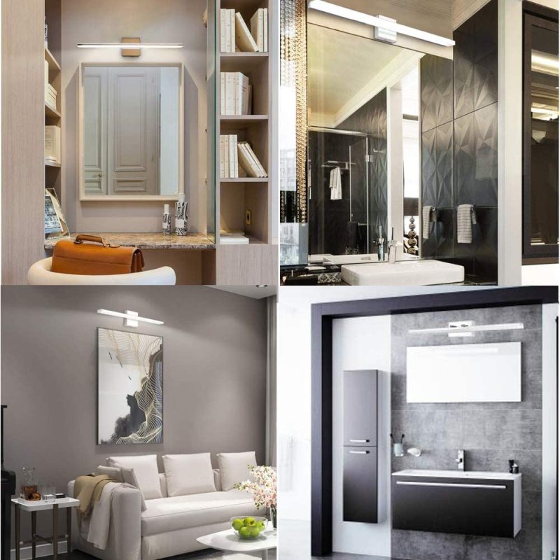 22.4”LED Bathroom Vanity Light Fixtures Over Mirror 9W Modern Bathroom Mirror Front Wall Lamp Stainless Steel Bath Vanity Lighting for Make Up Dressin