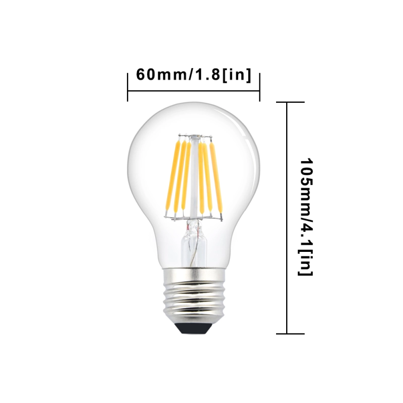 AC/DC 12-36V 6W E27 A60 RV Camper LED Light Bulb Antique Clear Glass Finish Filament Bulbs Equivalent 75W Halogen