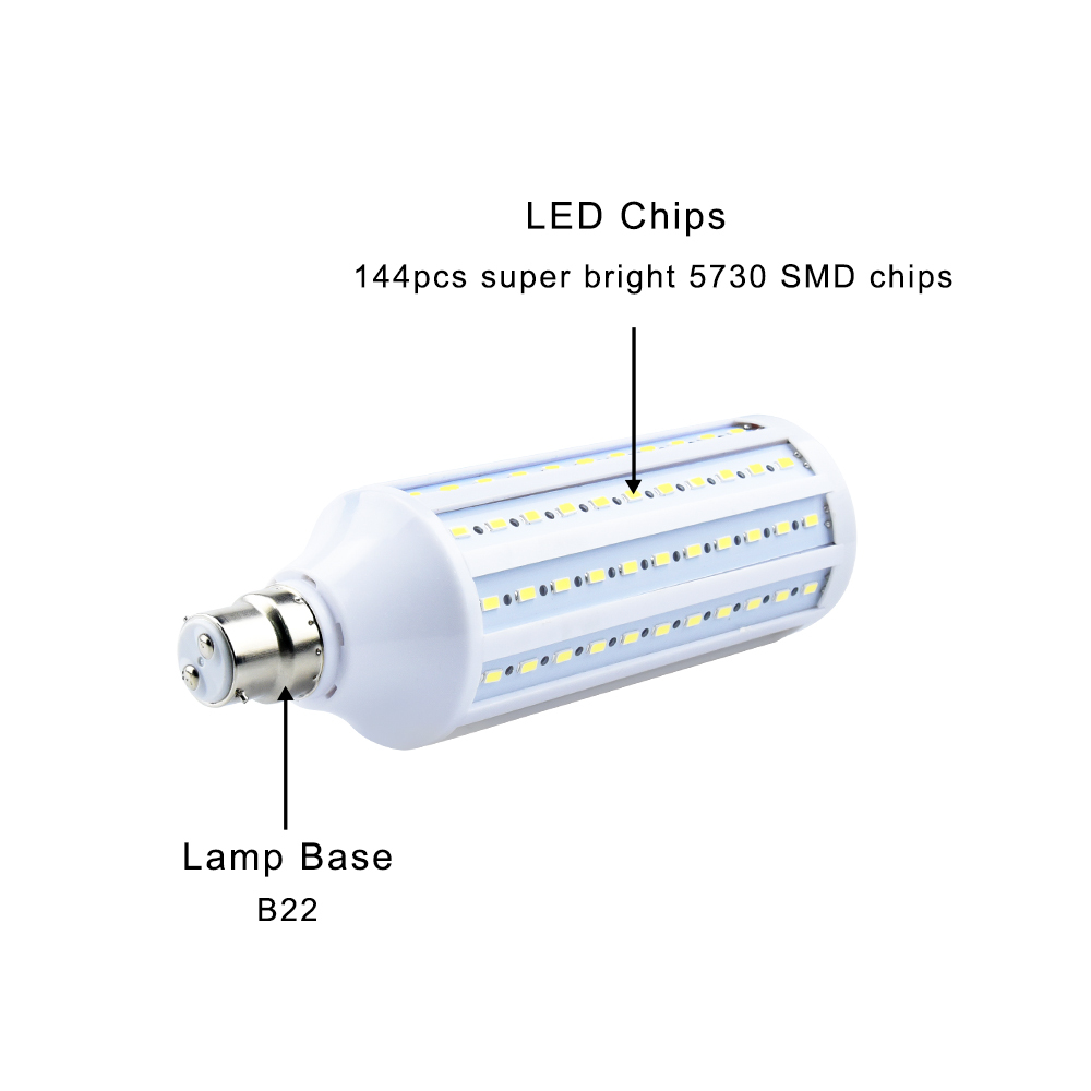 40W B22 Bayonet LED Energy Saving Bulb Corn Light Equivalen 200W CFL / 350W Halogen BC Bayonet Cap (B22d) Full Spectrum 3500 Lumens