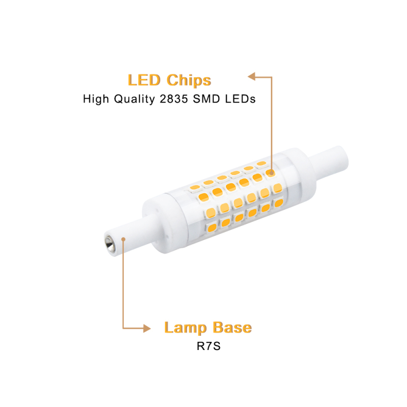 Dimmable R7S LED Bulb 78mm (3'') - 5W T3 Double Ended J Type J78 LED Flood Light  45W Halogen