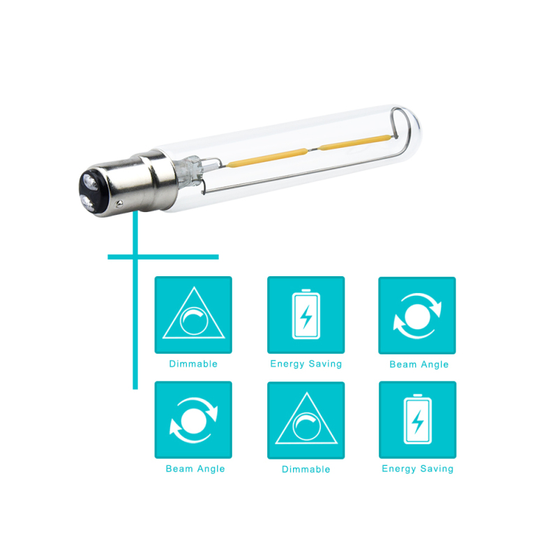 Dimmable LED T6.5 Tubular Exit Sign Light - 2W 120V BA15D Double Contact Bayonet Base Clear Appliance Bulb (20W Incandescent Equivalent)