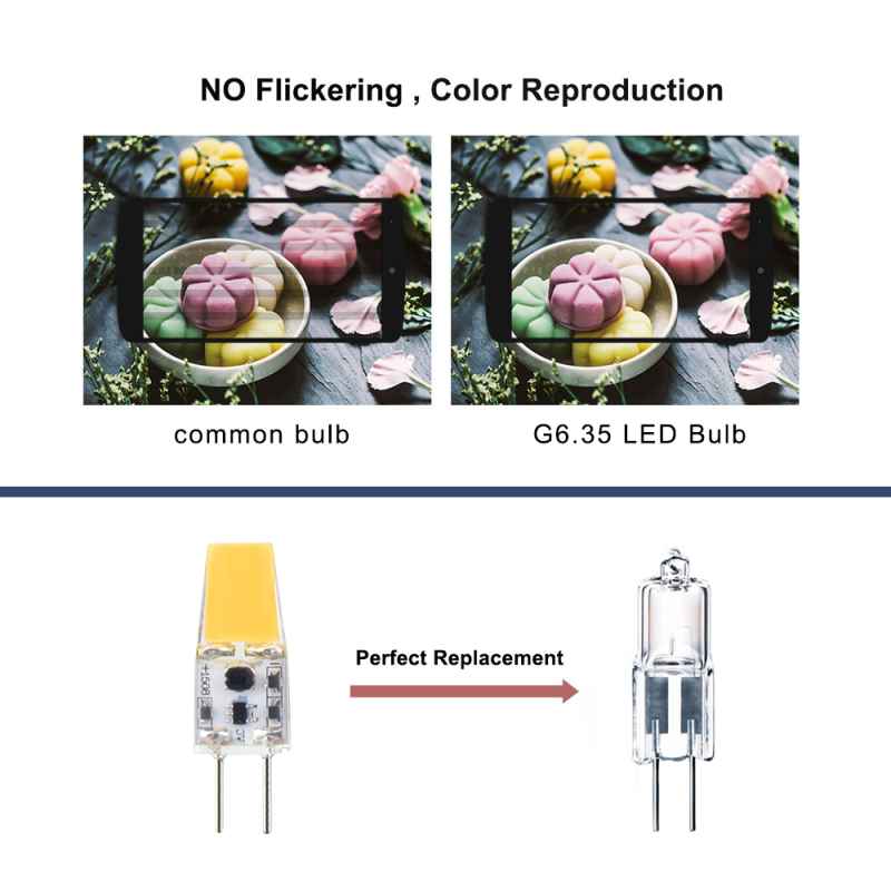 GY6.35 G6.35 Bi-Pin Base LED Bulb 3W 12V JC Type Light Bulb Equivalent 30W T3/T4/T5 GY6.35 Base Halogen