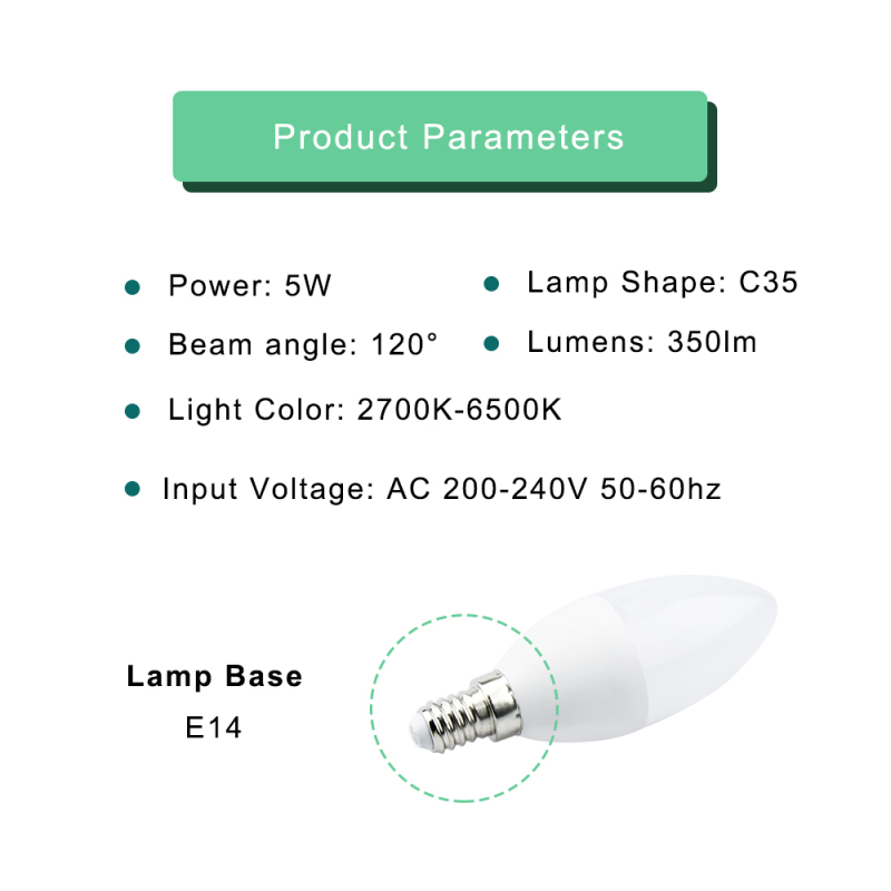 E14 LED Bluetooth Lampe Dimmbar Smart Birne 5W 350lm Bettlampe AC 220V 2700K-6500K Leuchtmittel Steuerbar via Mesh Lamp App