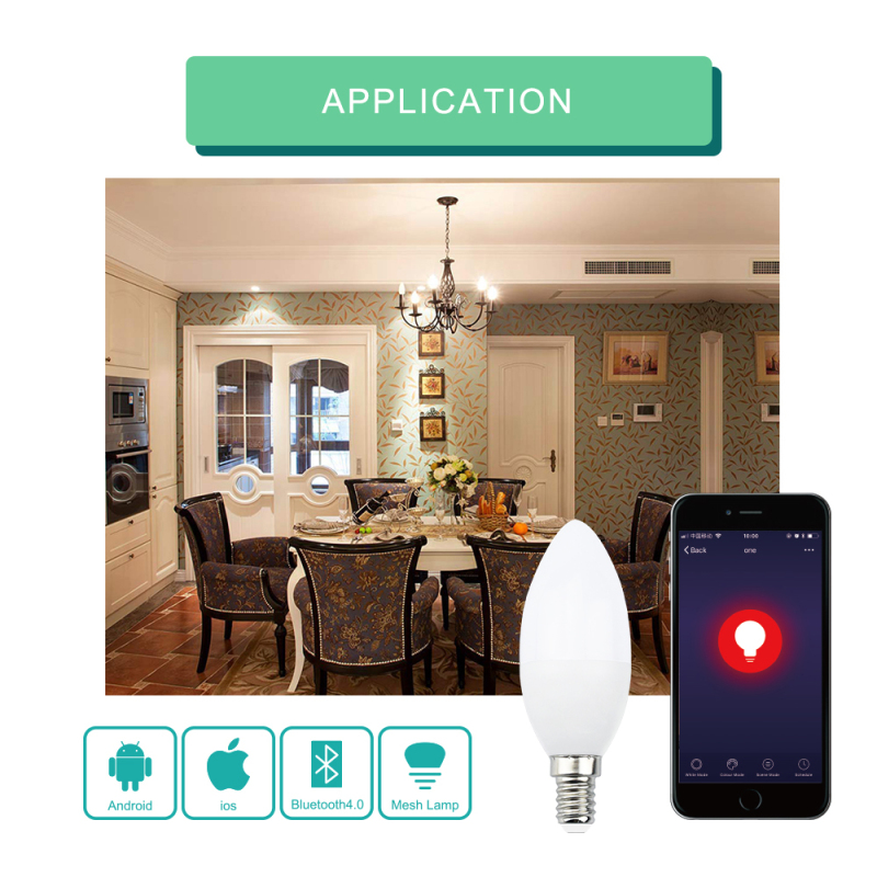 E14 LED Bluetooth Lampe Dimmbar Smart Birne 5W 350lm Bettlampe AC 220V 2700K-6500K Leuchtmittel Steuerbar via Mesh Lamp App