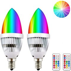 3W Dimmable RGBW LED E12 Candelabra Base Bulb - Lustaled Color Changing C35 LED E12 Chandelier Light Bulbs with Romote Controller