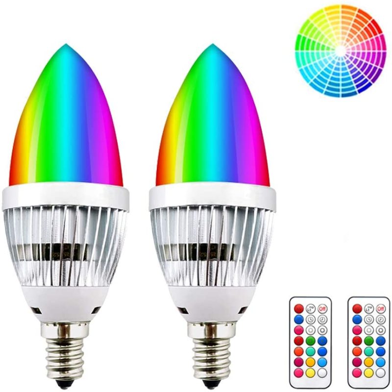 3W Dimmable RGBW LED E12 Candelabra Base Bulb - Lustaled Color Changing C35 LED E12 Chandelier Light Bulbs with Romote Controller