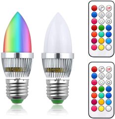 RGB E27 LED lamp 3W dimmable C35 candle bulb 220V RGB + cold white 6000K light bulb 16 color changing bulbs 120 ° with IR remote control