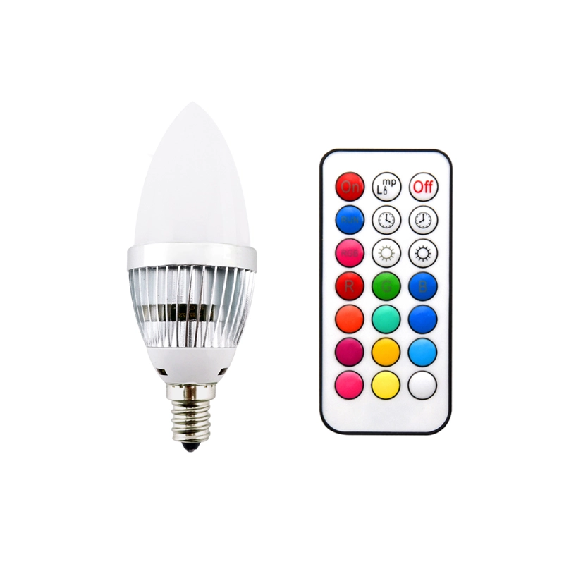 3W Dimmable RGBW LED E12 Candelabra Base Bulb - Lustaled Color Changing C35 LED E12 Chandelier Light Bulbs with Romote Controller