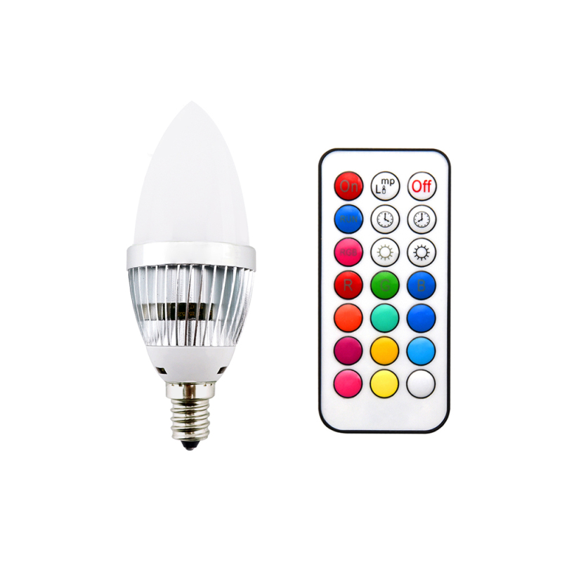 3W Dimmable RGBW LED E12 Candelabra Base Bulb - Lustaled Color Changing C35 LED E12 Chandelier Light Bulbs with Romote Controller