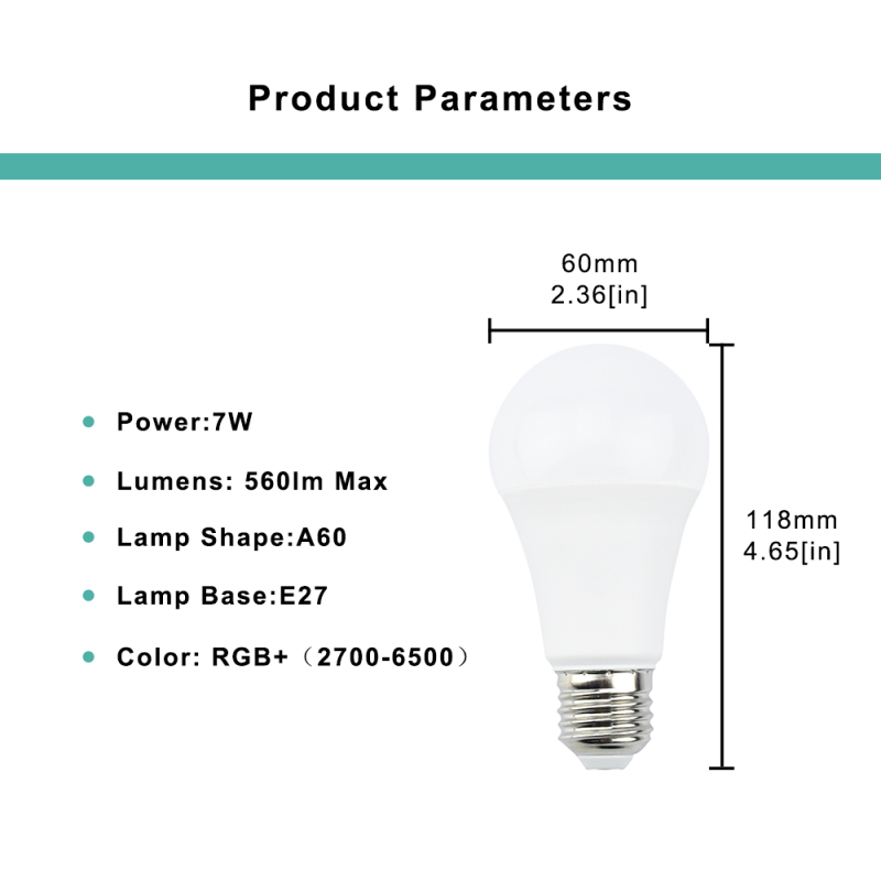7W Bluetooth WIFI Bulb Multi-colors LED E27 Dimmable RGB Globe Smart Bulb E27 Smart Life