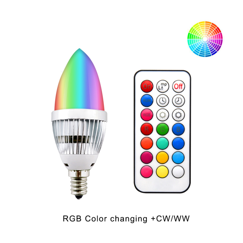 3W Dimmable RGBW LED E12 Candelabra Base Bulb - Lustaled Color Changing C35 LED E12 Chandelier Light Bulbs with Romote Controller