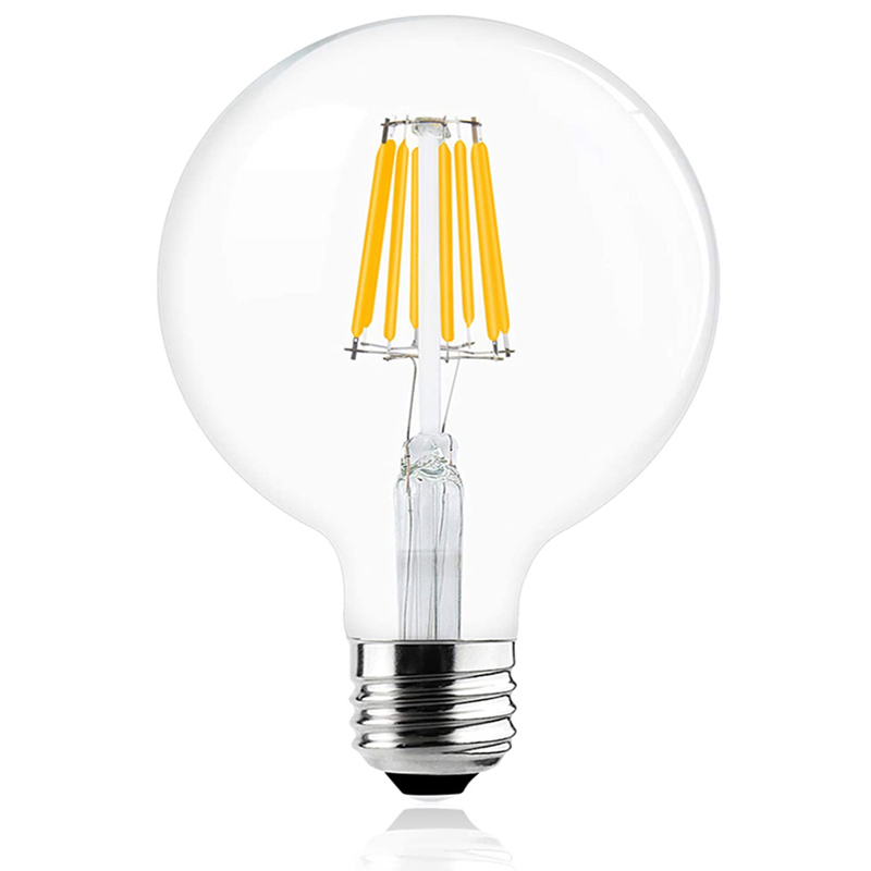 8W Dimmable Vintage G125 LED Filament Bulb with Medium Screw E26/E27 Base