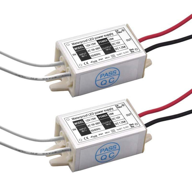 15W LED Power Supply Driver Transformer 120V AC to 12V DC Converter (2-Pack)