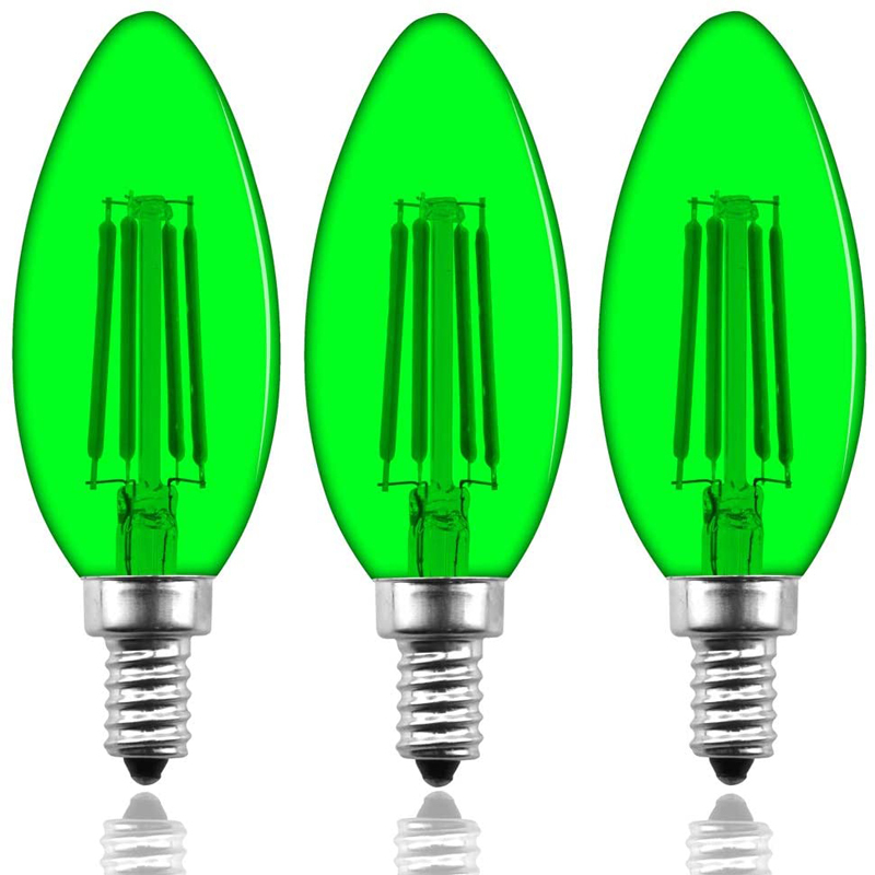 4W E12 Dimmable C35 LED Candelabra Filament Bulb for Bars Party Chandelier Holiday Decoration (3-Pack)