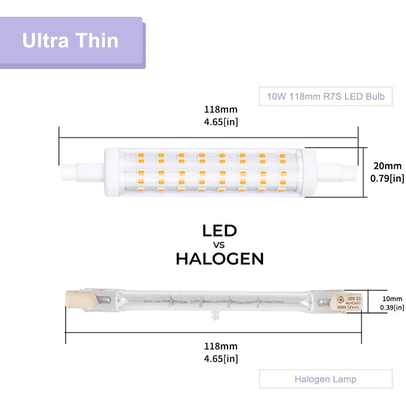 10W R7s LED Linear Light Bulb 118mm Floodlight 80W R7s J118 Halogen Bulb Replacement (2-Pack)