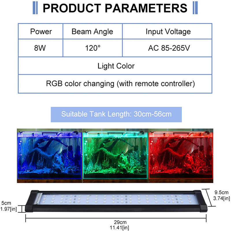 Dimmable RGB LED Aquarium Light LED Color Changing Fish Tank Light (1-Pack)