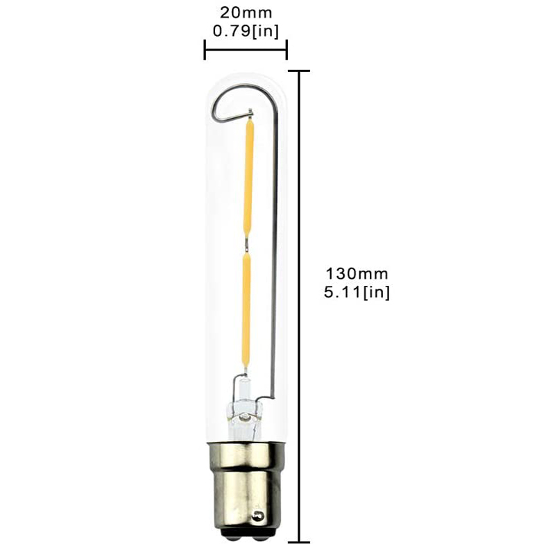 2W Dimmable BA15D LED T6.5/T20 Tubular Exit Sign Light Bulb 130MM (3-Pack)