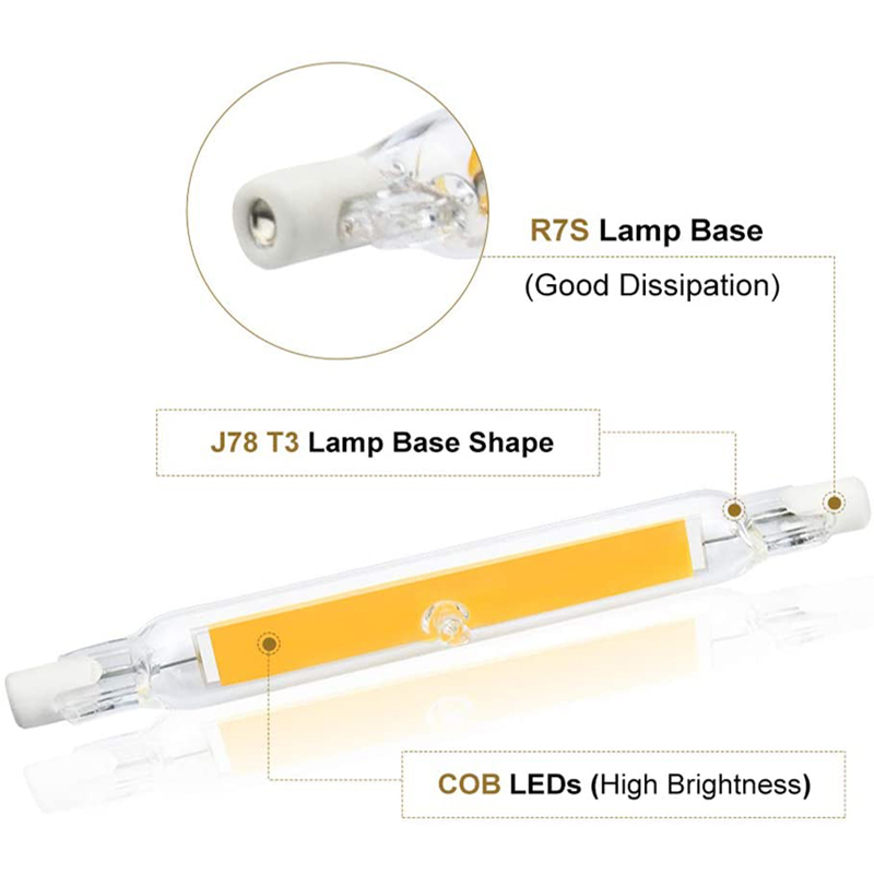 5W R7S COB LED Light Bulbs 78mm Double Ended J-Type J78 Linear Light Bulb (2-Pack)