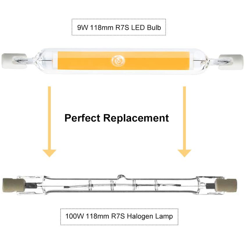 9W R7s COB LED Light Bulb 118mm 100W Halogen Floodlight Replacement (2-Pack)