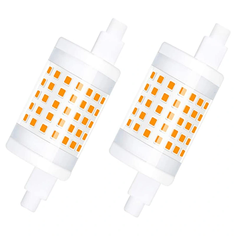 10W Dimmable R7S 78mm LED Bulb – 2-Pack, 120V J-Type Double-Ended Base, Warm White 3000K, 800lm, 360° Beam, Replaces Halogen
