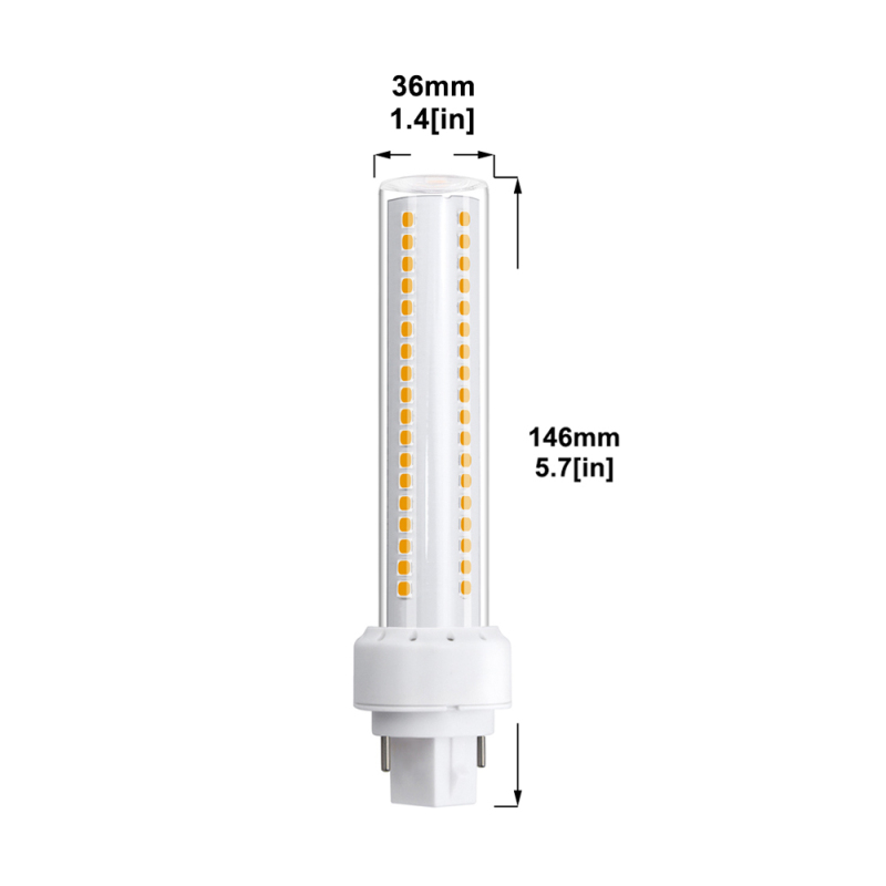 12W LED G24 2-pin Base Light Bulb 26W CFL/Compact Fluorescent Replacement G24 LED PL Retrofit Lamp 360 Degree Beam Angle (2-Pack)