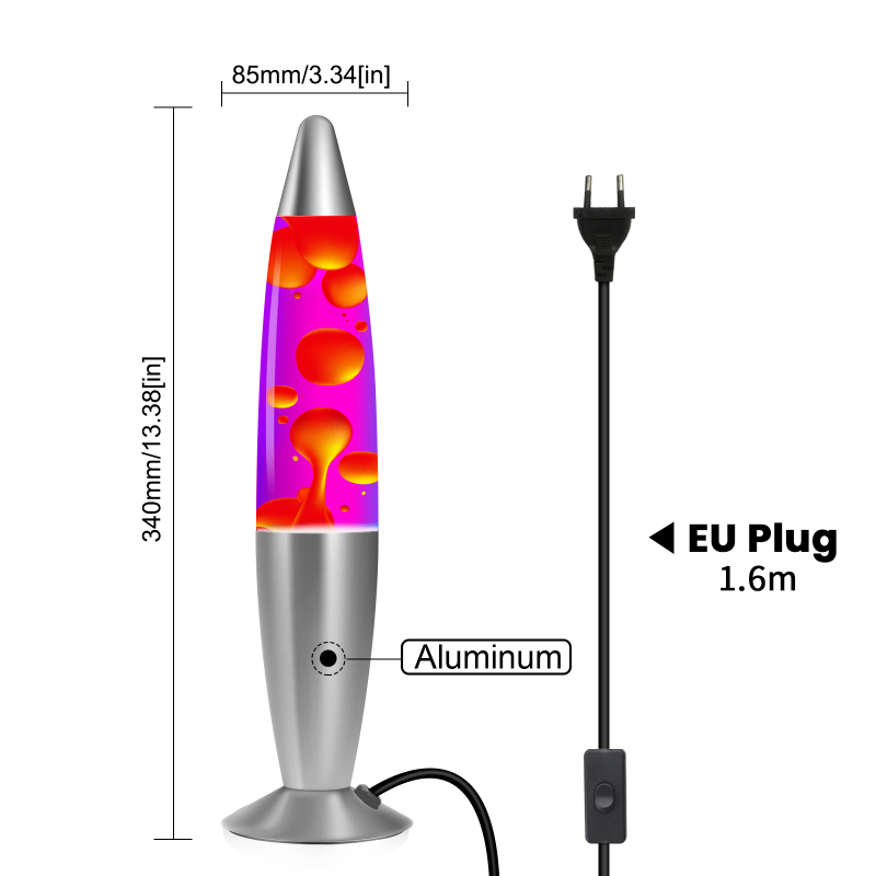 Decorative Lava Lamp in Red and Purple, with E14 R39 25W Halogen Bulb, EU Plug with Switch(1 pack)