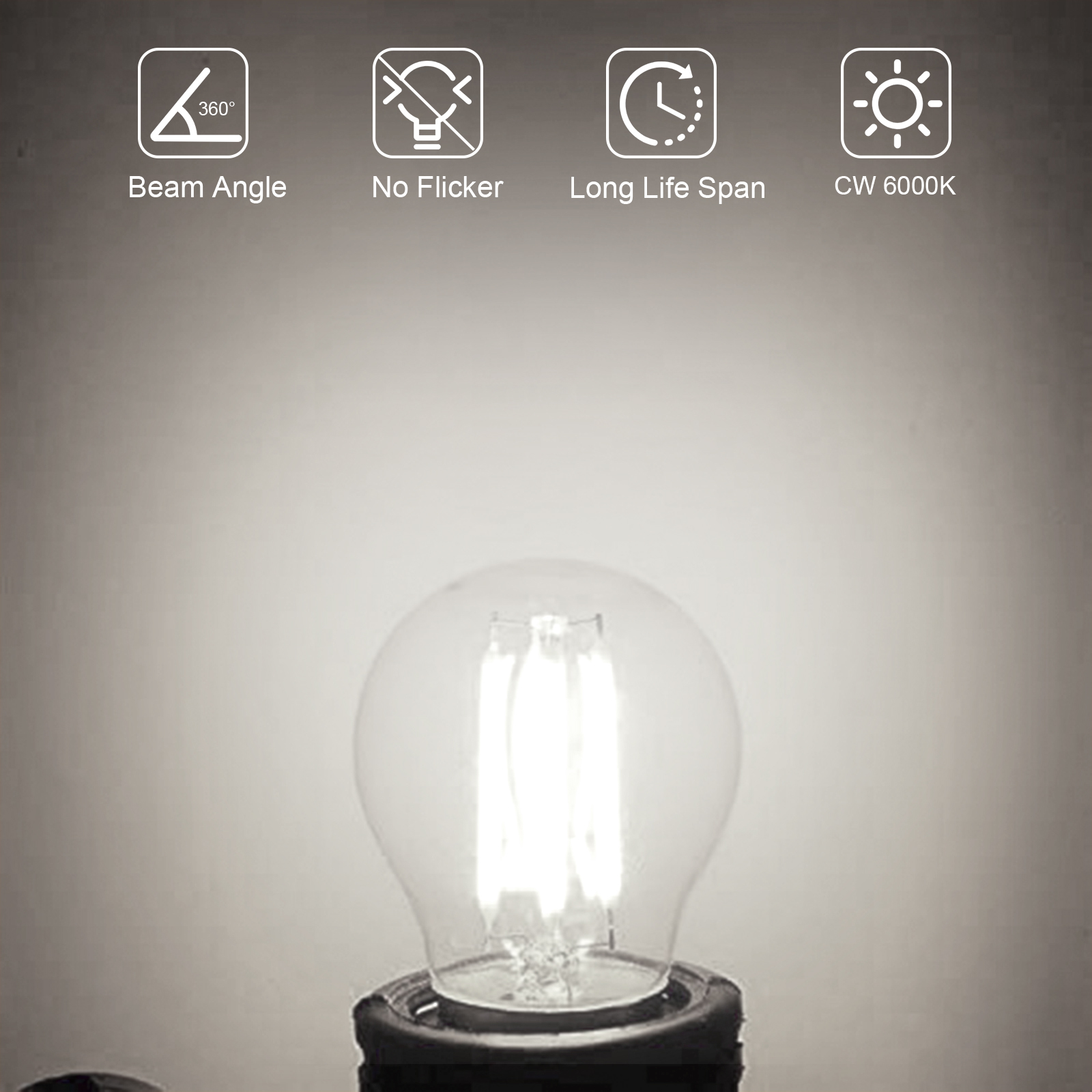 6W E27 G45/P45 ES LED Classic LED vintage Filament light Bulb, 60W Equivalent,(4 packs)