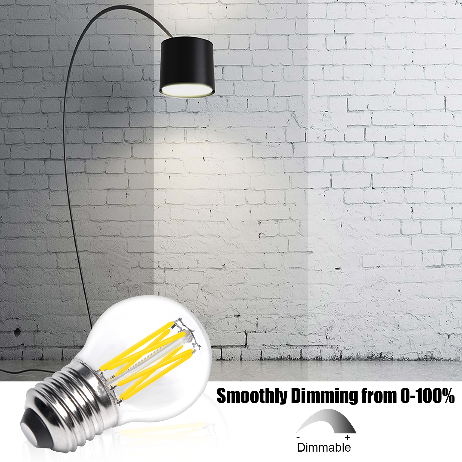 6W E27 G45/P45 ES LED Classic LED vintage Filament light Bulb, 60W Equivalent,(4 packs)