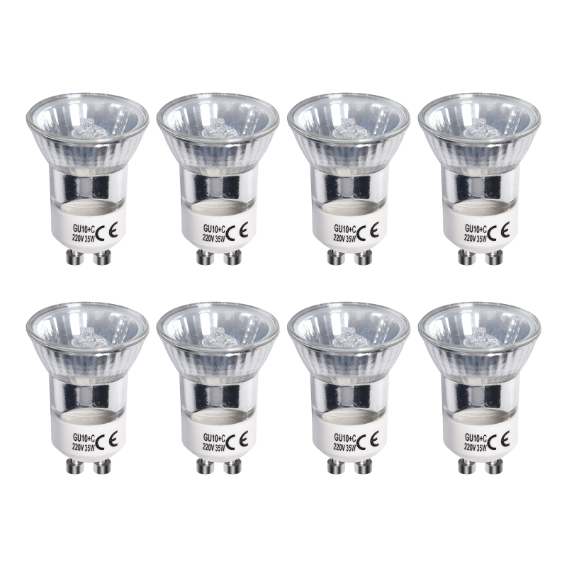 Mini 35W GU10 Halogen Bulbs 200-240V (8 packs)