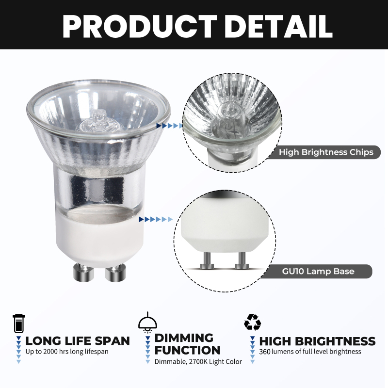 Mini 35W GU10 Halogen Bulbs 200-240V (8 packs)