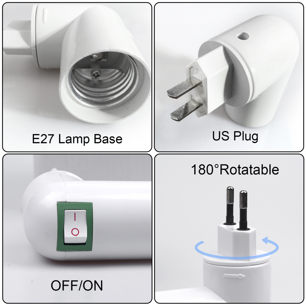 E27 Base EU Plug 180° Rotation Lamp Holder (4 packs)