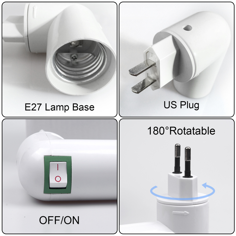 E27 Base EU Plug 180° Rotation Lamp Holder (4 packs)