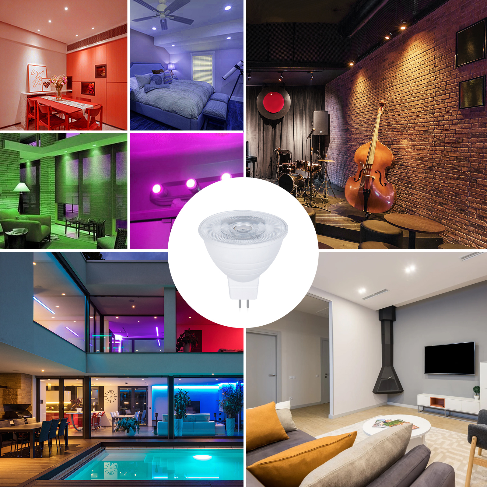 3W MR16 GU5.3  AC/DC 12V Dimmable Colours RGB LED Light Bulb with Remote Control Party(4 Packs)
