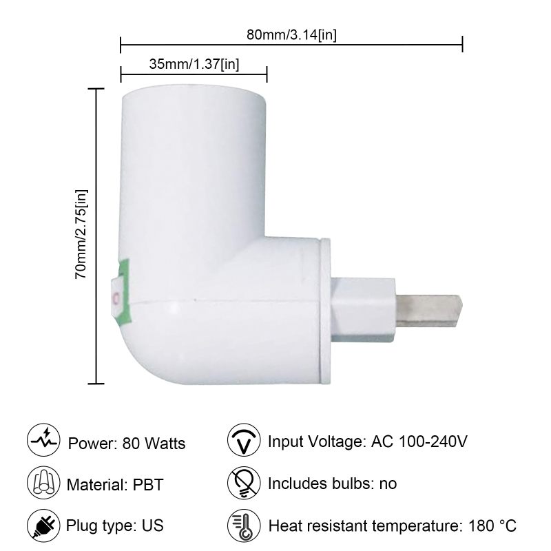 E27 Base EU Plug 180° Rotation Lamp Holder (4 packs)