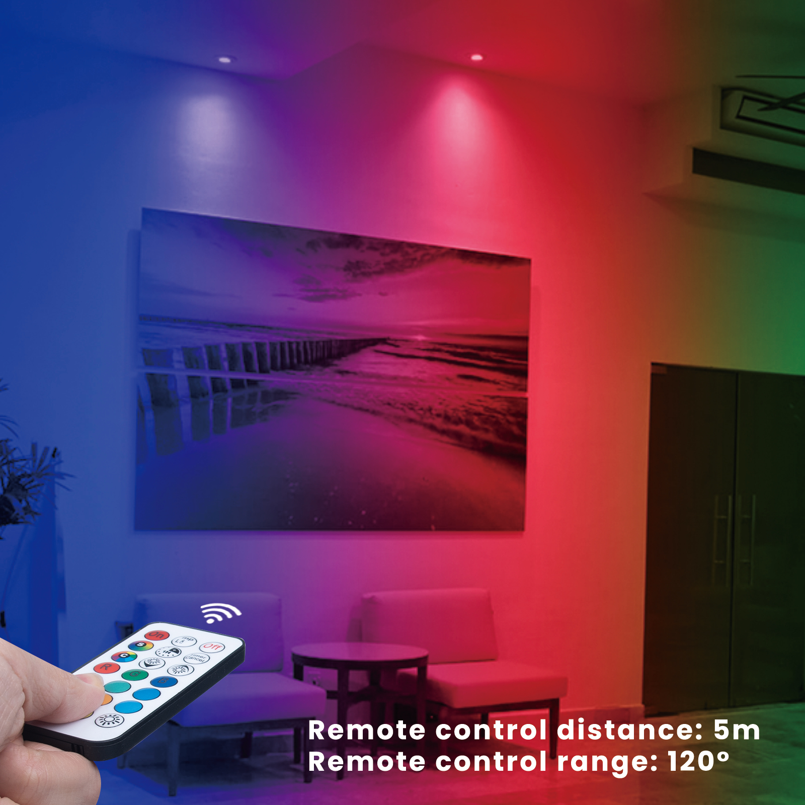 3W MR16 GU5.3  AC/DC 12V Dimmable Colours RGB LED Light Bulb with Remote Control Party(4 Packs)